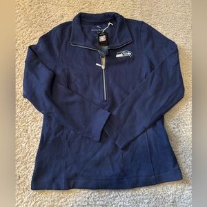 Tommy Bahama Seattle Seahawks Deep Blue Women's Quarter-Zip Sweater